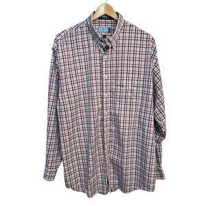 Oak Hall Shirt Men’s Plaid Button Up Long Sleeve Size XL Red White Blue